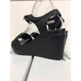Sandal đế xuồng 8p quai xếp (Đen)