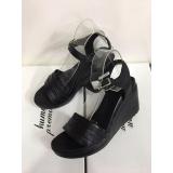Sandal đế xuồng 8p quai xếp (Đen)