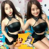 Sét áo croptop quần short da 