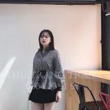 Set áo sơmi cột nơ caro và quần váy