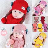 Set Mũ len tóc giả có khăn cho bé từ 6-24 tháng(hồng)