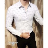 Sơ mi chấm (HOẠ TIẾT màu trắng) cao cấp