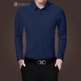 Sơ mi lụa trơn (xanh đậm) hiện đại