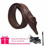 Thắt Lưng Da Cá Sấu Nguyên Đầu Đan Viền HC3014 (Nâu)