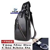 Túi nam đeo chéo + tặng kèm móc treo chìa khóa đồ da thành long tlg 968 2 tặng 01 bút bi cao cấp tlg k 410
