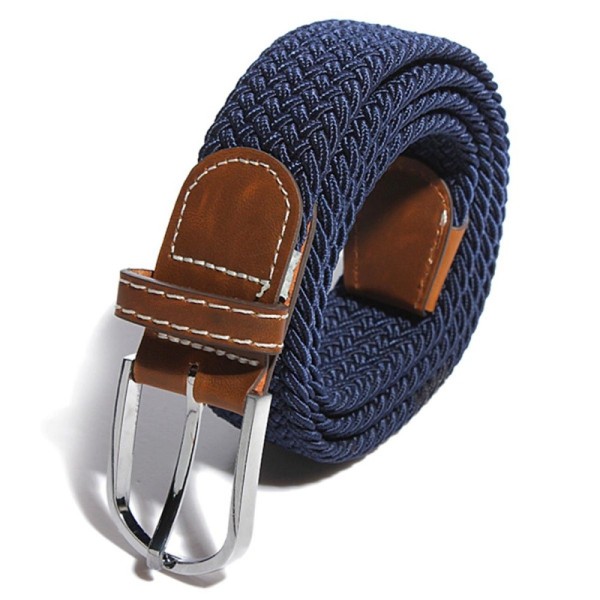 Unisex Men Canvas Elastic Woven Leather Pin Buckle Waist Belt Stretch Waistband - intl