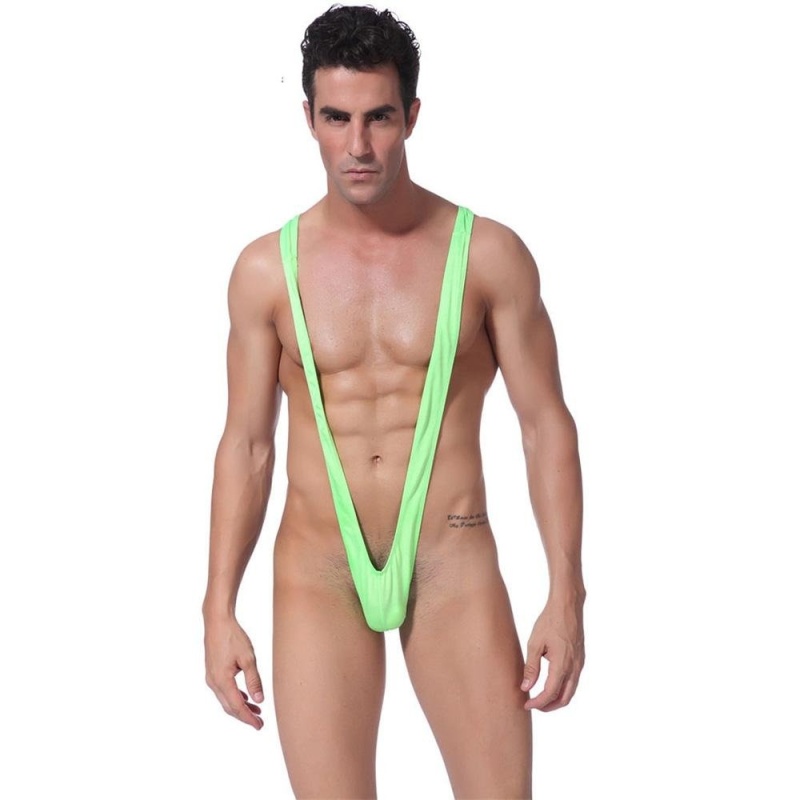 Nơi bán Vanker-High Quality Durable Charm Men Sexy Mankini Beach Swimming Thong Suspender Underwear Bodysuit Costume(Green) - intl