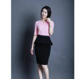 Váy bút chì đen peplum xẻ sau