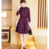 Váy đầm công sở váy đầm xòe kẻ ca rô dài tay chiết eo GLV019 đỏ Cuocsongvang
