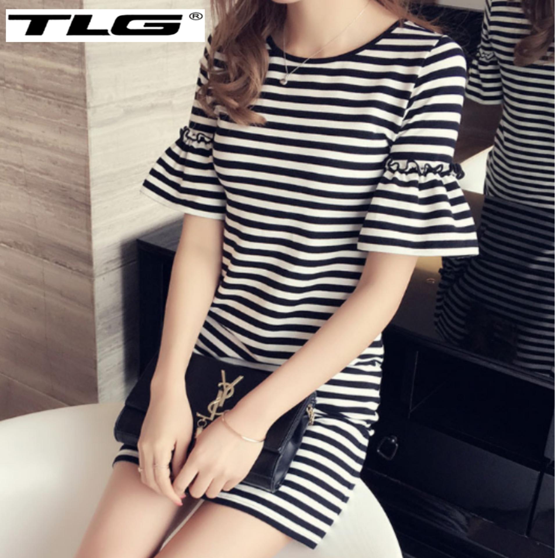 Váy đầm suông sọc ngang thời trang cao cấp tlg 206376