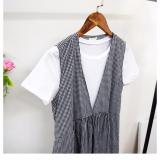 Váy Kẻ Caro Giả Yếm Cộc Tay