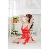 Váy Ngủ Xẻ Tà 8 Mảnh Lưới CDAN37 RainStore - Đỏ