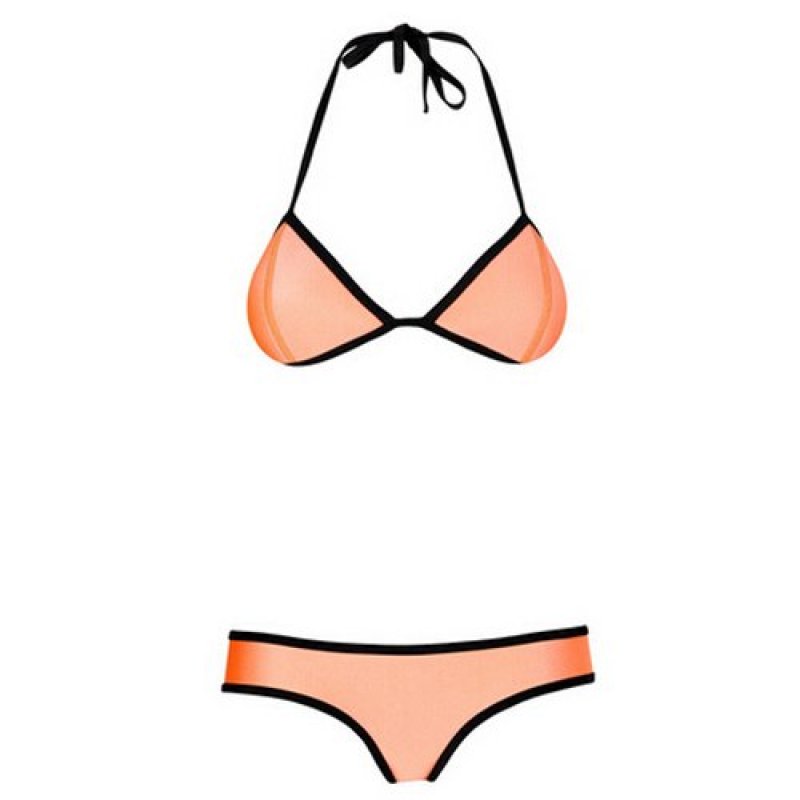 Nơi bán Venus queen Womens Orange Solid Color Vintage Sexy Plus Size High Waist Summer Neoprene Bikini Swimsuit Swimwear - intl