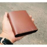 [HCM]Ví da nam đứng handmade da thật (Nâu da)