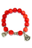 Vòng đá san hô đỏ charm phật Di lạc VD593 (Đỏ)