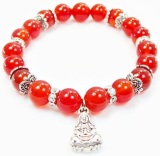 Vòng tay đá mã não đỏ charm phật bà s8 gemstones bank
