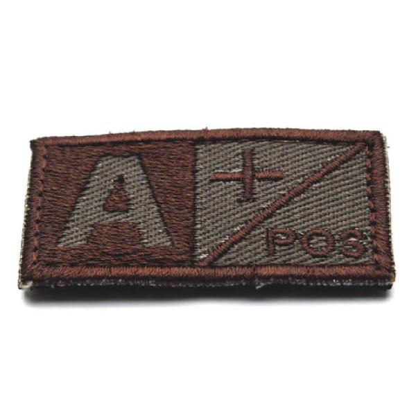 Woodland Olive Green Military Blood Type A + Positive Hook Patch (Brown)(Intl)