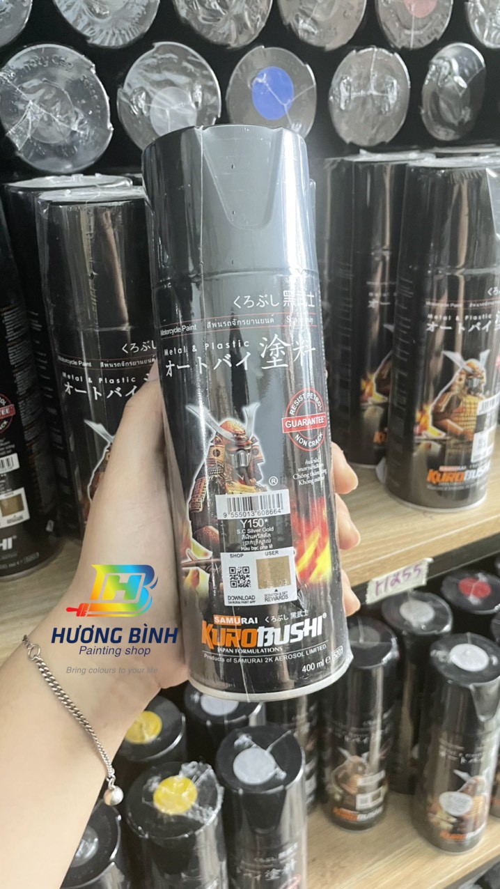 Sơn xịt Samurai màu Bạc Pha Lê - Y150 (cần sơn trên nền Bạc 124)