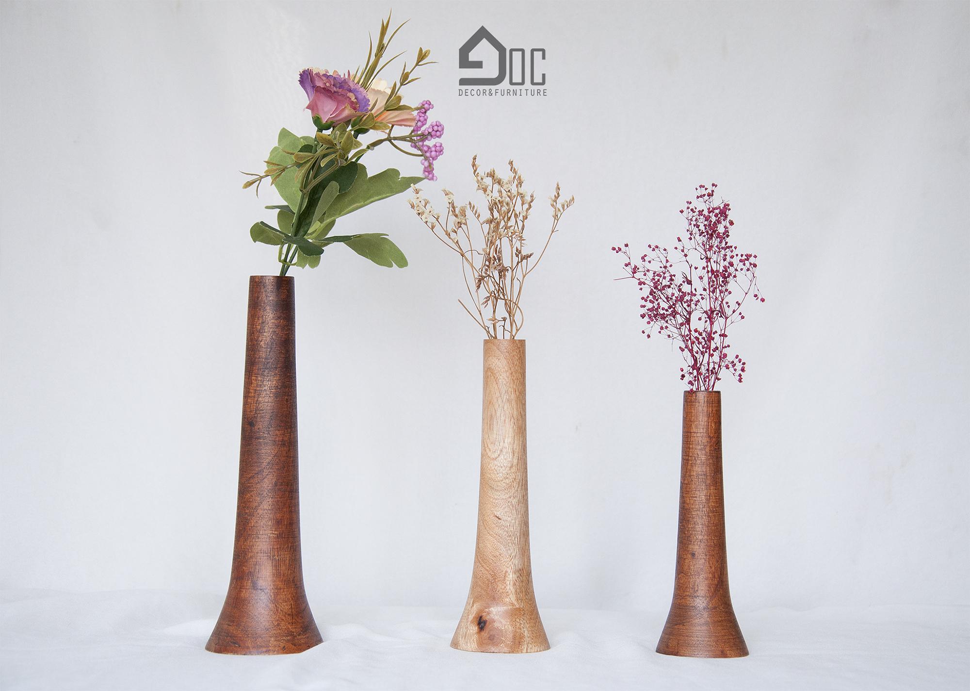 Lọ hoa gỗ độc đáo, cắm hoa khô, hoa lụa - đồ thủ công mĩ nghệ, trang trí phòng khách, bàn ăn