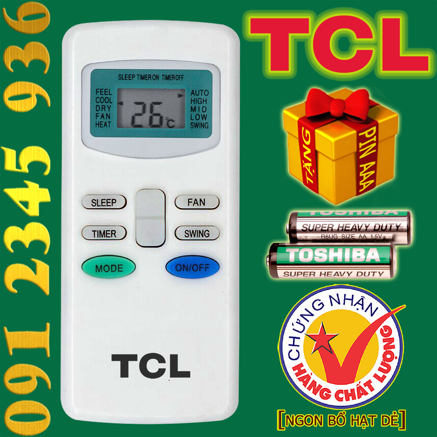 Điều khiển TCL [HÀNG ĐẸP] cho điều hòa. (Mẫu số 1)