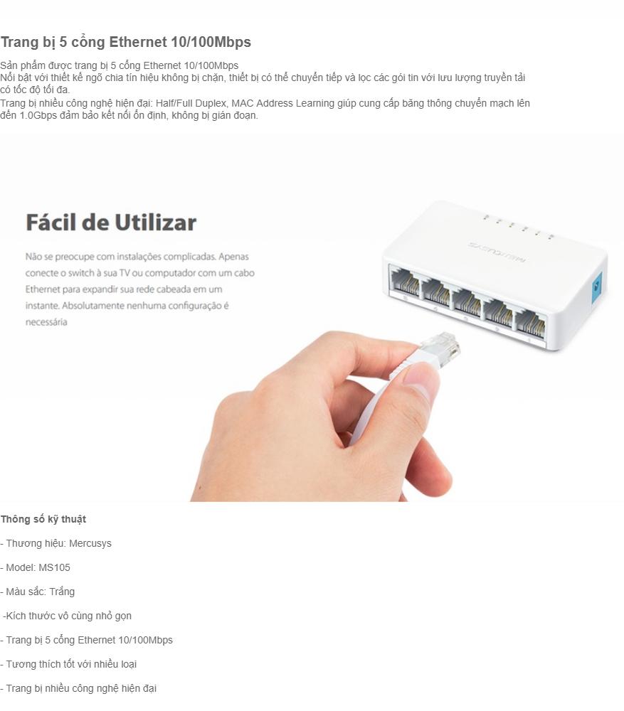 Bộ Chia 5 Cổng Mercusys MS105