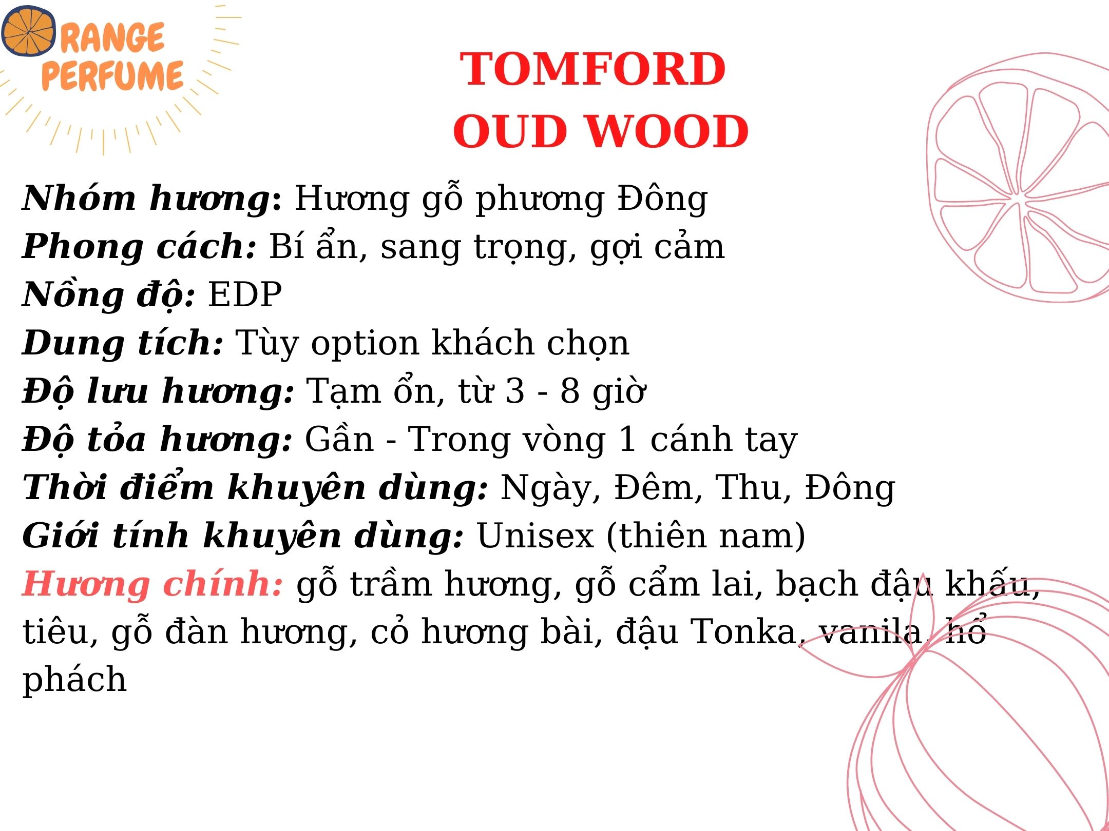 [Mẫu thử] Nước hoa Tom.Ford Oud Wood