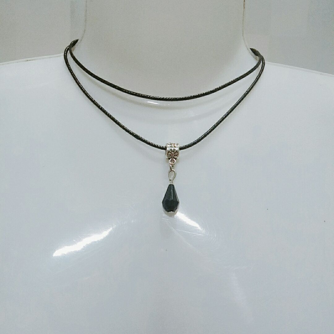 Vòng cổ chocker 2 tầng kèm mặt hình giọt nước (ảnh thật)