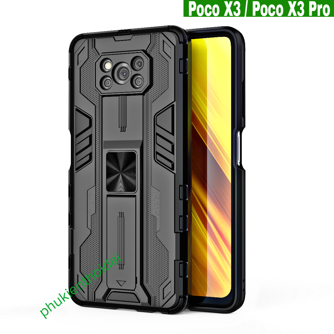 Ốp lưng Poco X3 / Poco X3 Pro Iron Man Ver 3 chống sốc giá đỡ thời trang cao cấp