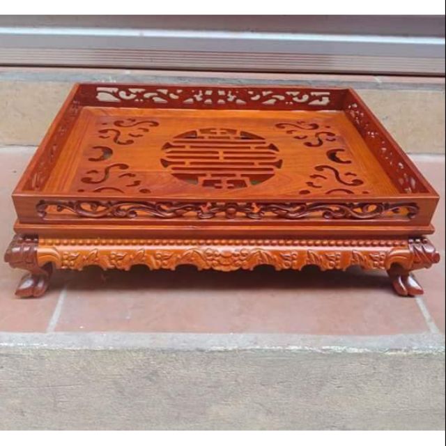 Khay trà chân quỳ gỗ hương cao cấp