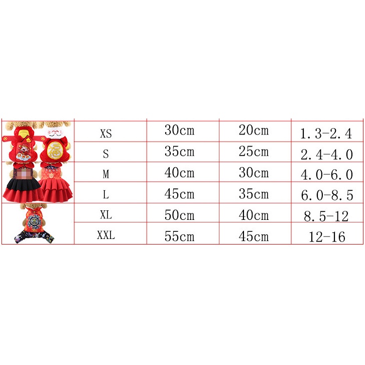 Váy tết đỏ dành cho chó mèo RA08