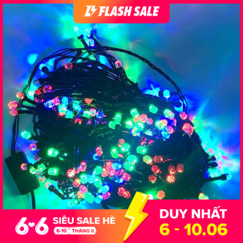 Dây đèn Led lục giác dài 50m nhấp nháy nhiều màu dùng trang trí Sân Vườn, Gia Đình, Quán, Noel, ... Chúc Mừng Năm Mới quà Tết 2021 (N007)