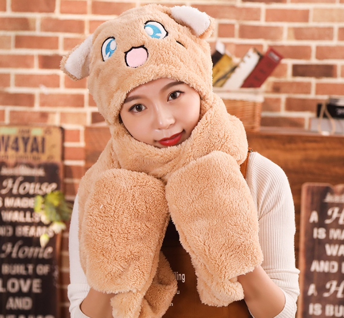 Mũ tai thỏ tiktok 3in1 (khăn quàng cổ, bóp vẫy tai, có túi ấm tay) - SP2653 new