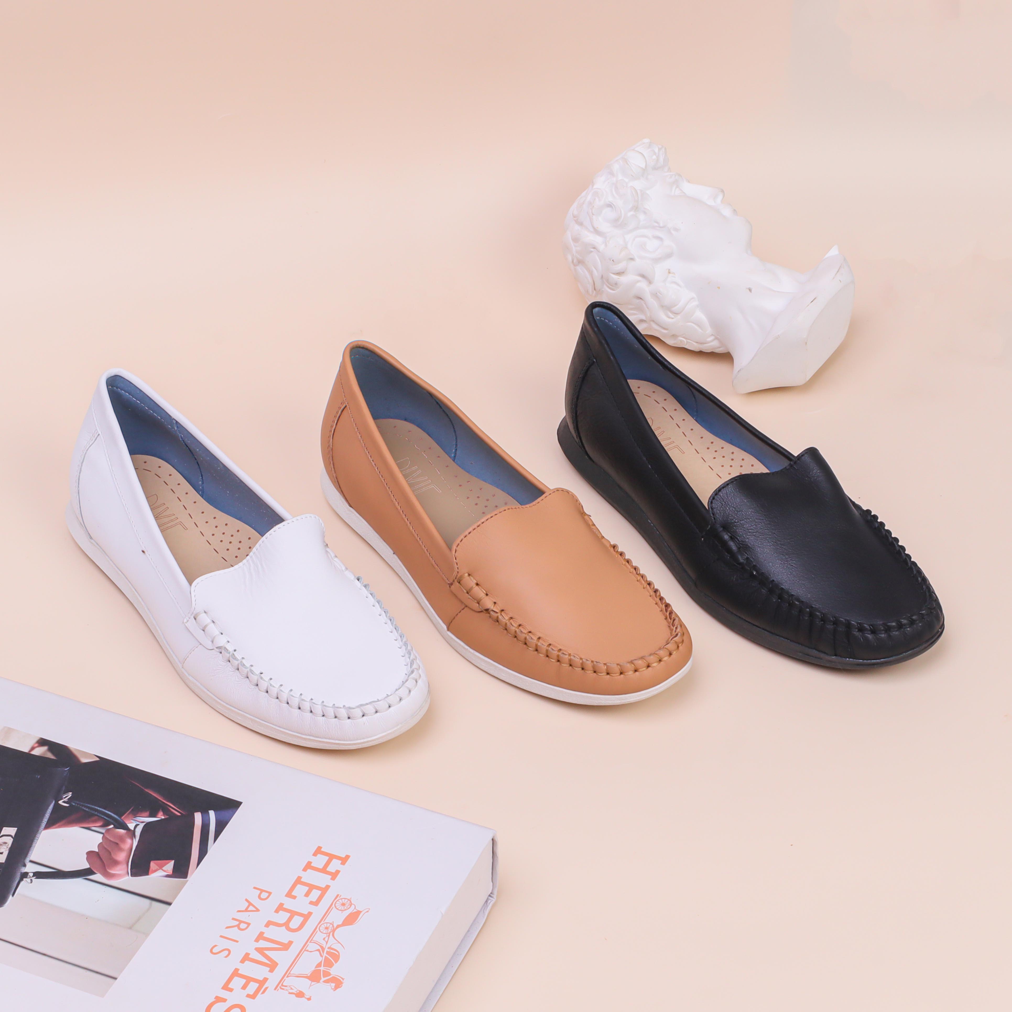 Giày Mọi Moccasin Da Bò Thật Đế Cao Su Pixie X482