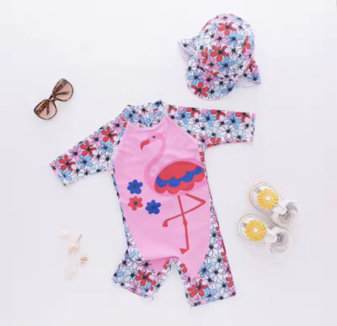 Đồ bơi cho bé gái và bé trai mùa hè kèm nón 1 2 3 4 5 tuổi - BATMUOI