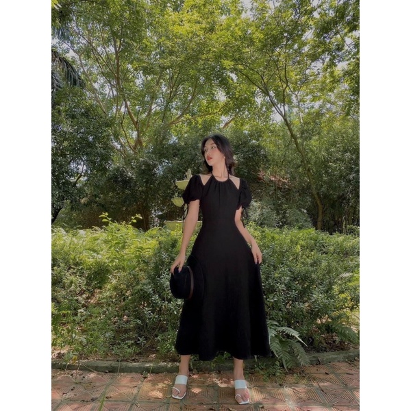 Đầm midi cổ yếm ( có bigsize )