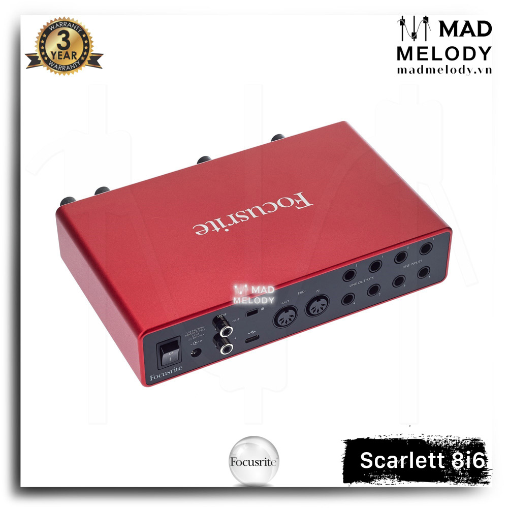 Focusrite Scarlett 8i6 USB Audio Interface (3rd Gen) [soundcard thu âm/kiểm âm 8i6 Gen 3, thế hệ 3, NEW]