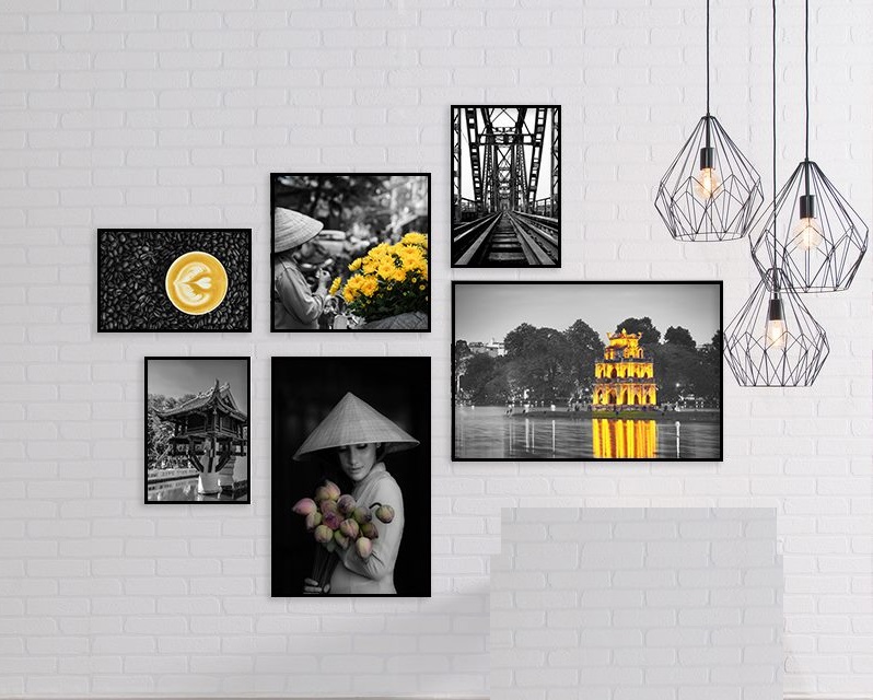 Tranh treo tường Hà Nội xưa có khung tặng kèm đinh treo KT03