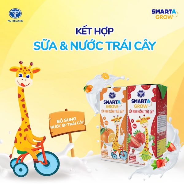 Thùng sữa Smarta Grow hương Dâu (180ml x 48 hộp)