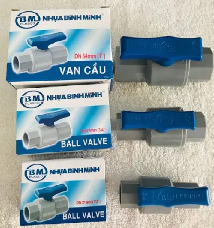 VAN KHÓA NƯỚC - BÌNH MINH PVC: Phi 21, Phi 27, Phi 34, Phi 42, Phi 49