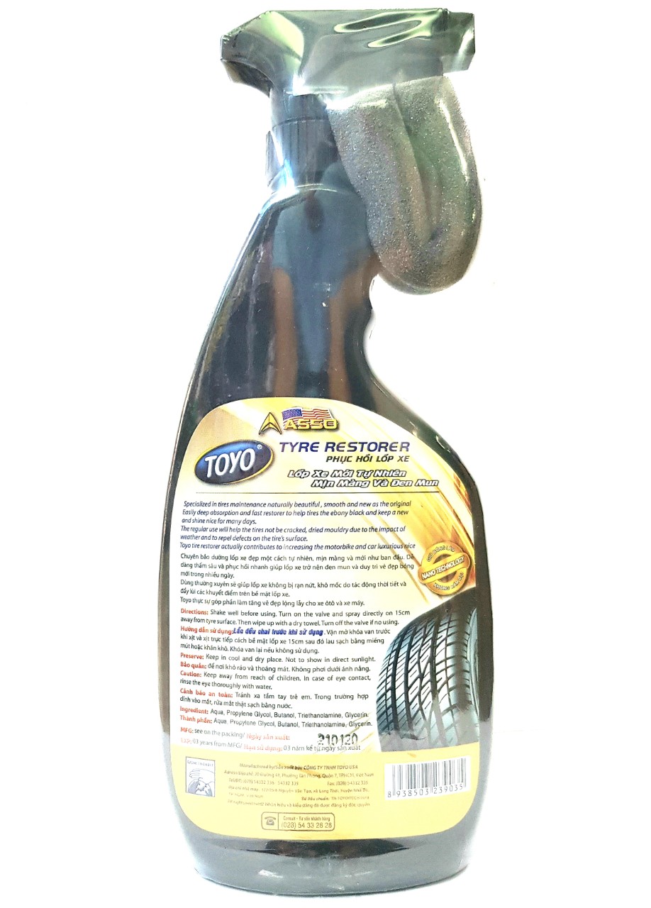 [HCM]Chai xịt phục hồi lốp xe TOYO