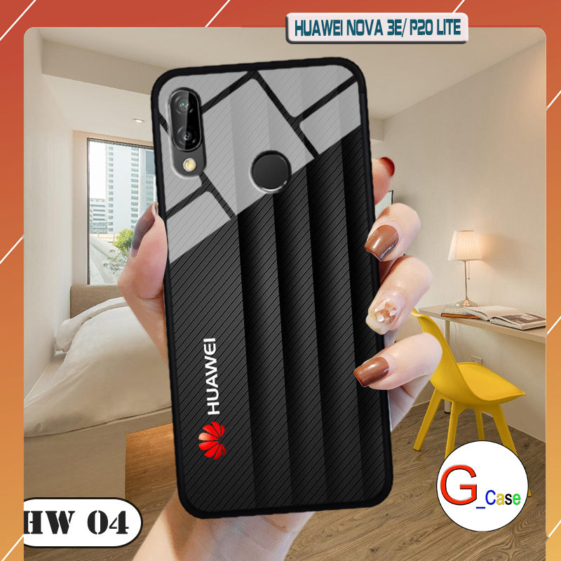 Ốp lưng HUAWEI NOVA 3E - lưng kính in logo hãng điện thoại