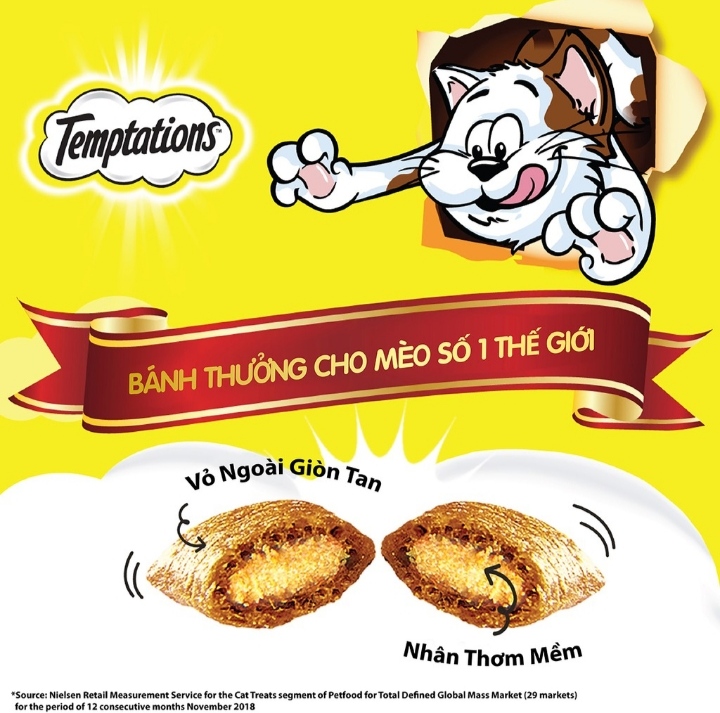Thức ăn vặt cho mèo Temptations vị cá ngừ 85g