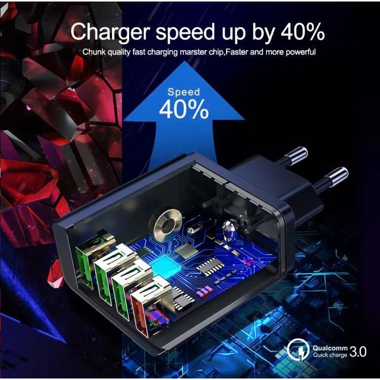 CỦ SẠC SIÊU NHANH QUICK CHARGE 3.0 ĐẦU RA 4 CỔNG USB
