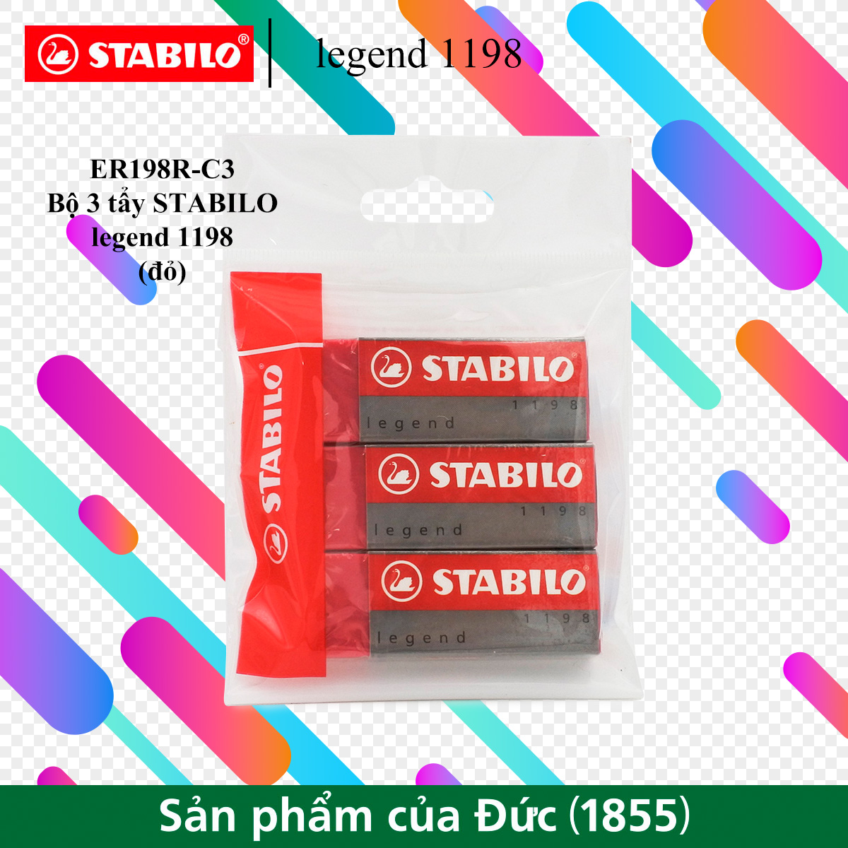 Bộ 3 tẩy STABILO Legend (nhiều màu) ER198-C3