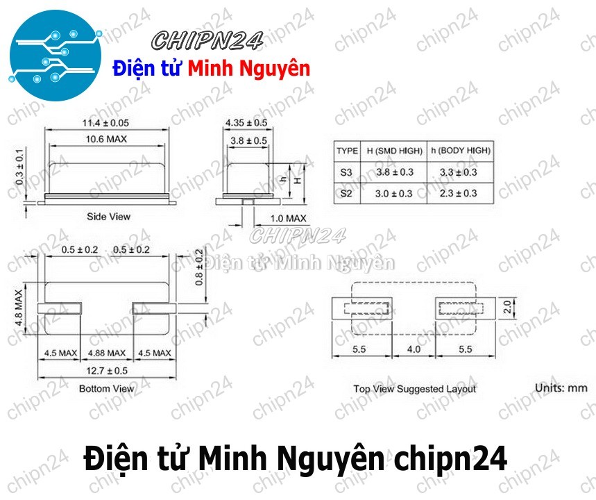 [3 con] (K350) Thạch anh Dán 20M 49SMD (20MHz) - HH002859