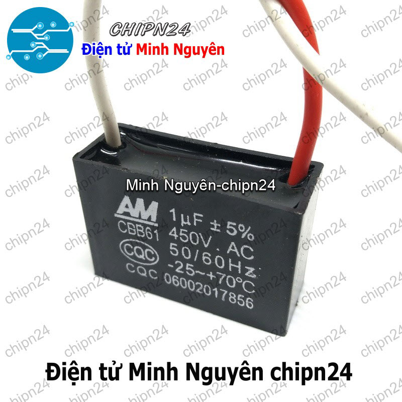 [1 con] (N55) Tụ quạt 1uF 450V CBB61 (Tụ đề Kapa, dùng trong quạt điện, động cơ điện nhỏ) - HH004872