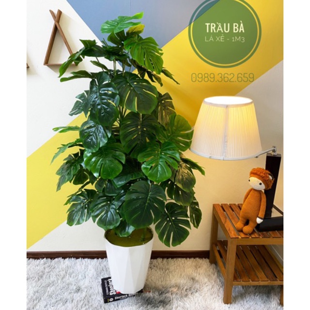 [Mã SKAMLSC228 giảm 10% đơn 100K] Cây giả cây trầu bà lá xẻ decor