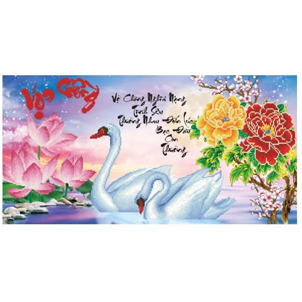 Tranh thêu chữ thập vợ chồng- 76x43cm- x8017