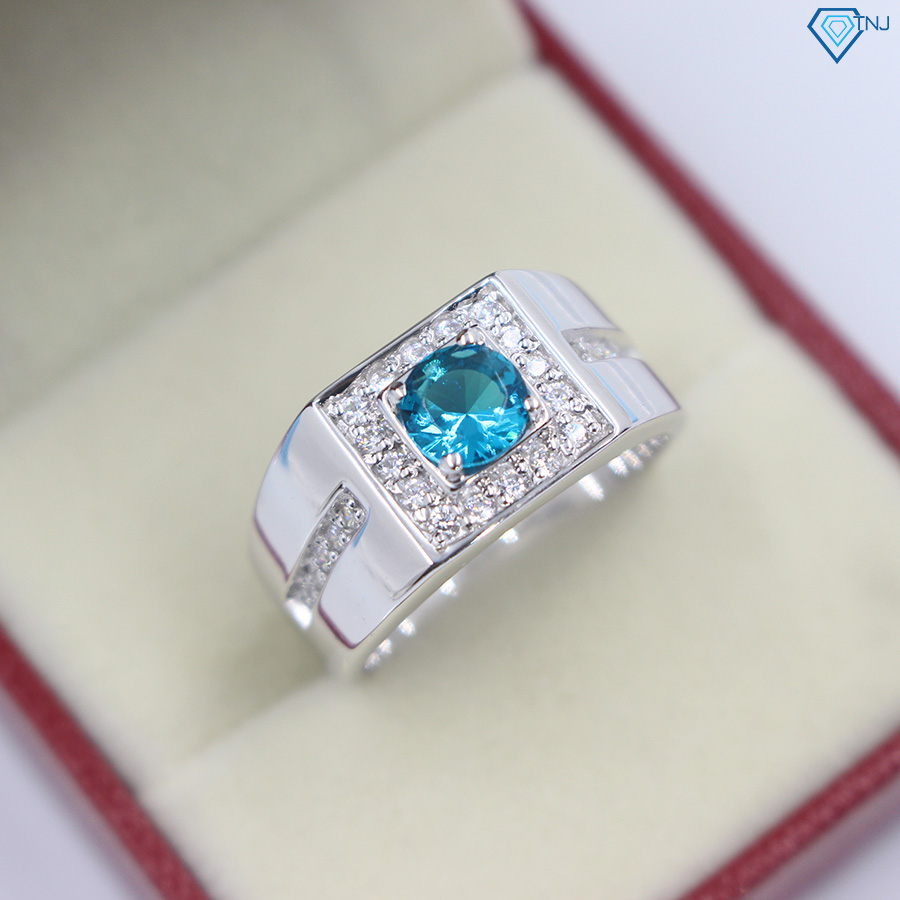 Nhẫn bạc nam mặt đá xanh NNA0062 - Trang Sức TNJ