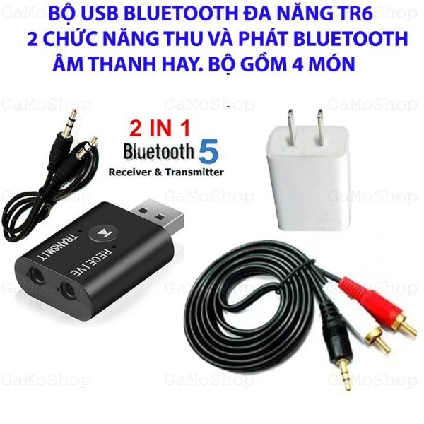 Bộ USB Bluetooth đa năng TR6 4 in 1 Thu Và Phát Bluetooth Âm Thanh Stereo cho amply,loa, tivi,laptop